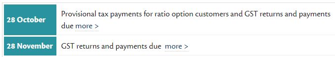 Upcoming tax dates